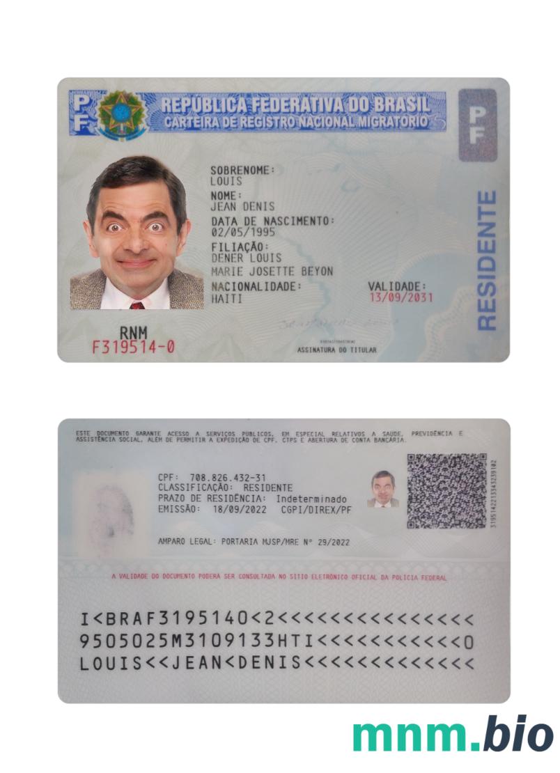 Karta pobytu w Brazylii 2022-obecny format PSD, gotowy do edycji